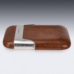 20th Century British Solid Silver & Leather Cigar Case, Mappin & Webb c.1930