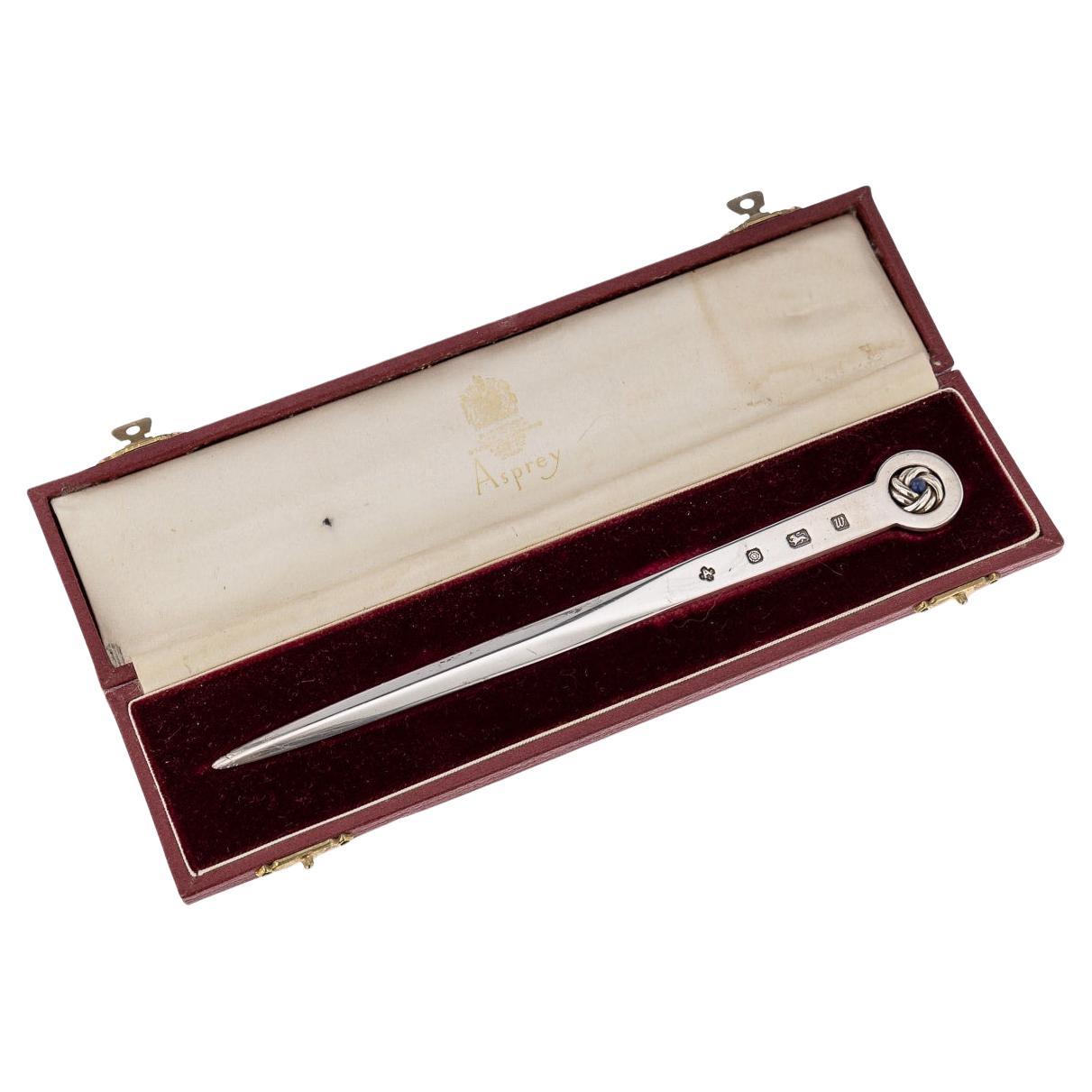 20th Century British Solid Silver Letter Opener, Asprey & Co, c.1996 For Sale