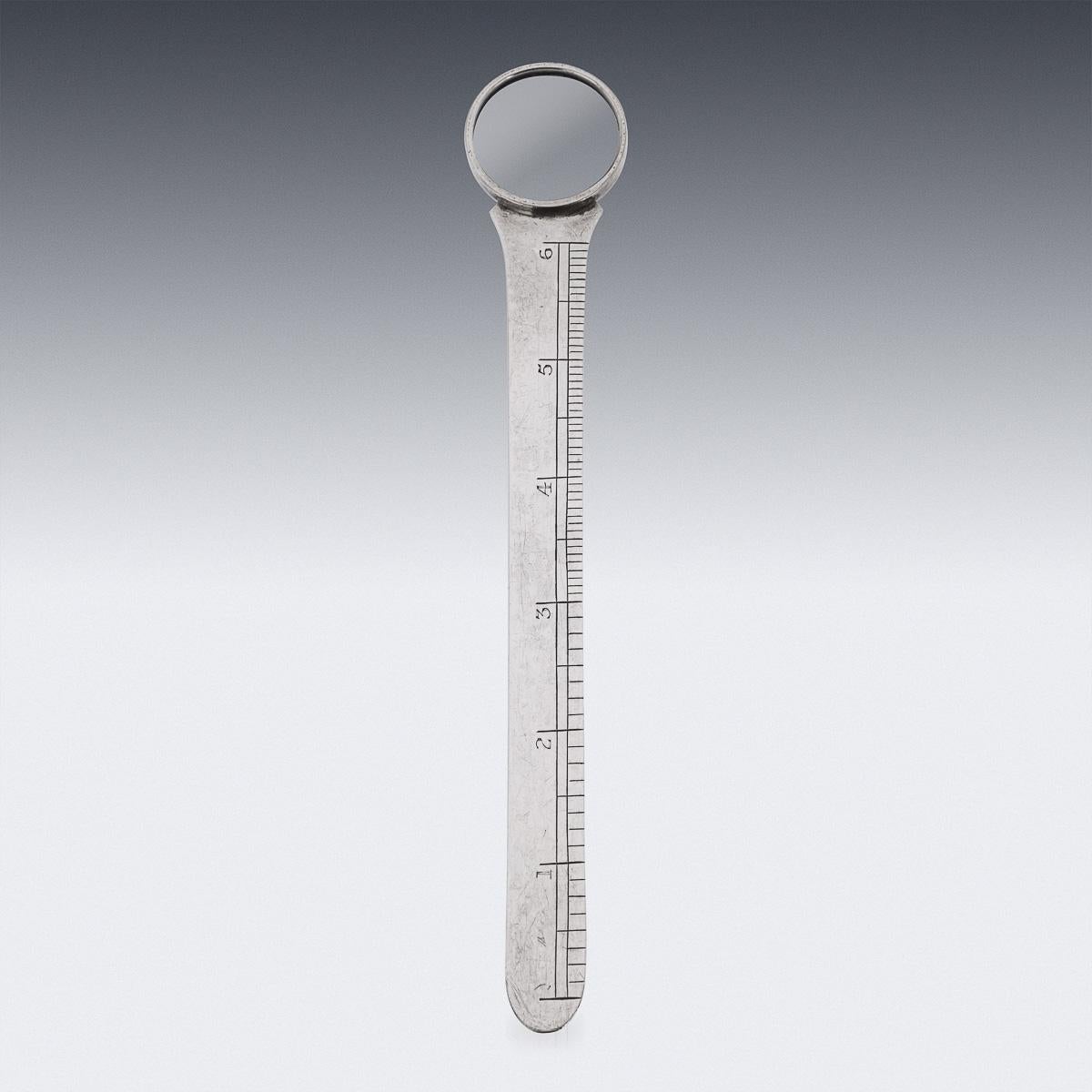 English 20th Century British Solid Silver Magnifying Glass & Ruler, Asprey, c.1929 For Sale