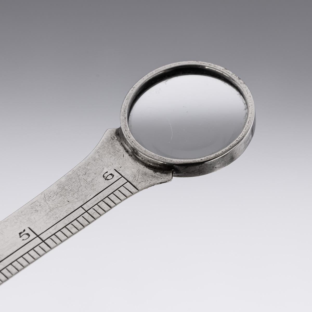 20th Century British Solid Silver Magnifying Glass & Ruler, Asprey, c.1929 In Good Condition For Sale In Royal Tunbridge Wells, Kent