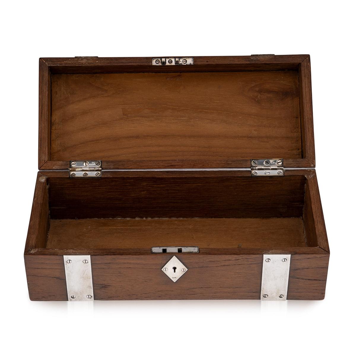 20th Century British Solid Silver & Wood 'H.M.S Majestic' Box, c.1905 In Good Condition For Sale In Royal Tunbridge Wells, Kent