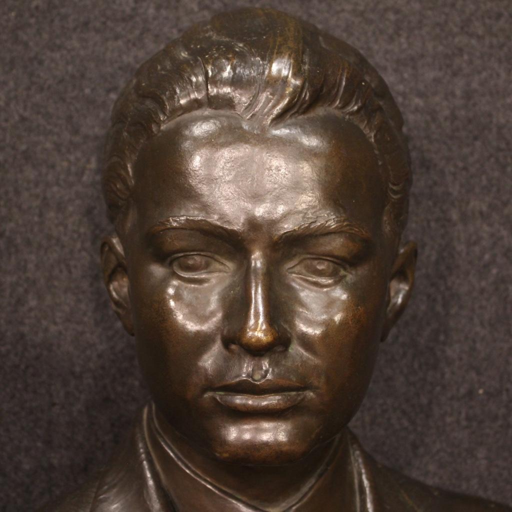 Mid-20th Century 20th Century Bronze American Half Bust Man Sculpture, 1930s For Sale