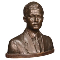 20. Jahrhundert Bronze Amerikanische Halbbüste Mann Skulptur, 1930