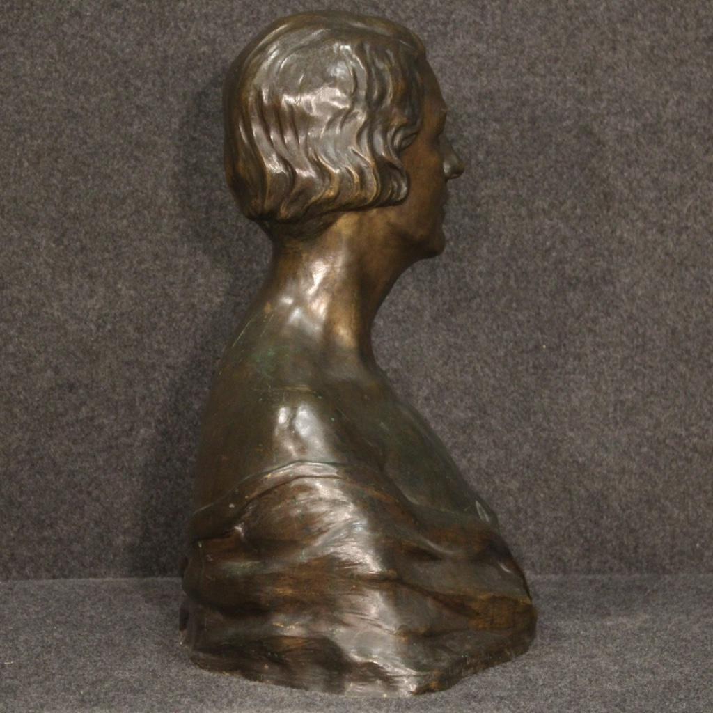 20th Century Bronze American Signed and Dated Woman Bust Sculpture, 1930 1