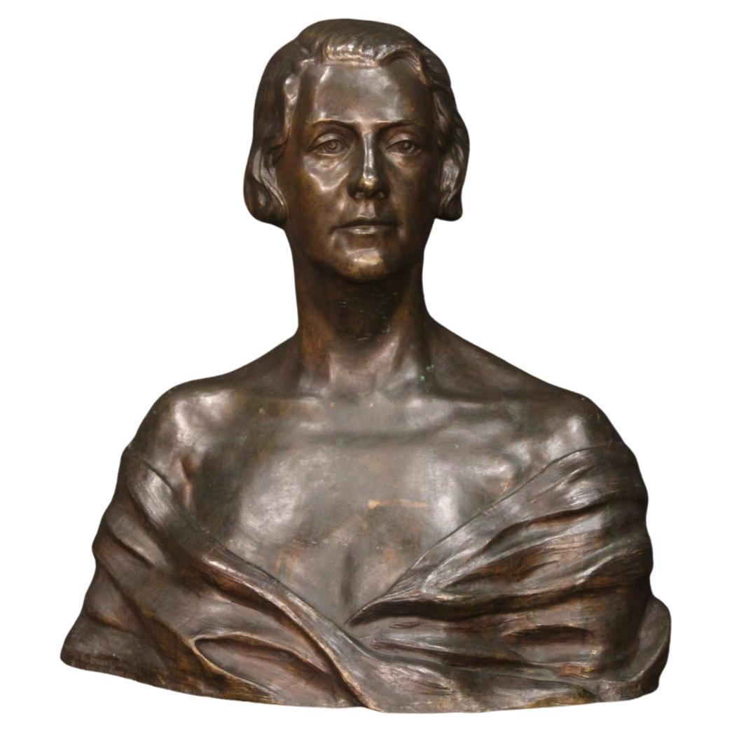 20th Century Bronze American Signed and Dated Woman Bust Sculpture, 1930