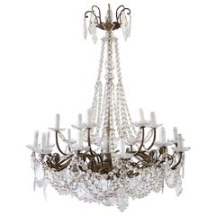 Used 20th Century Bronze and Glass Crystal Chandelier for Victoria