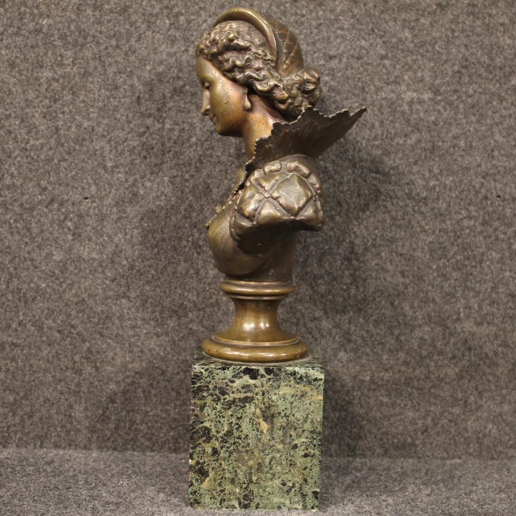 20th Century Bronze and Marble Base Italian Bust Sculpture, 1920 7