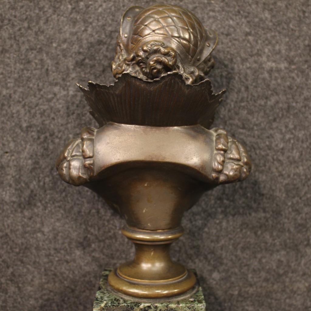20th Century Bronze and Marble Base Italian Bust Sculpture, 1920 6