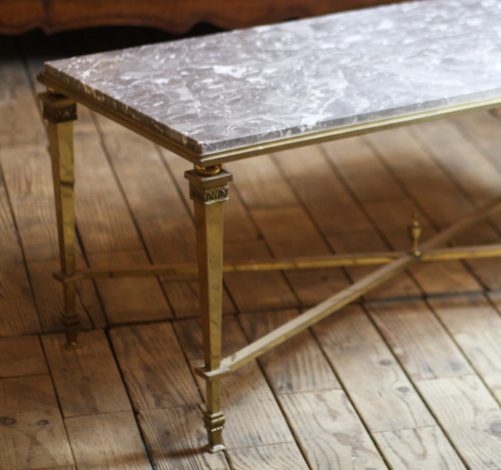 20th Century Bronze and Marble Coffee Table 3