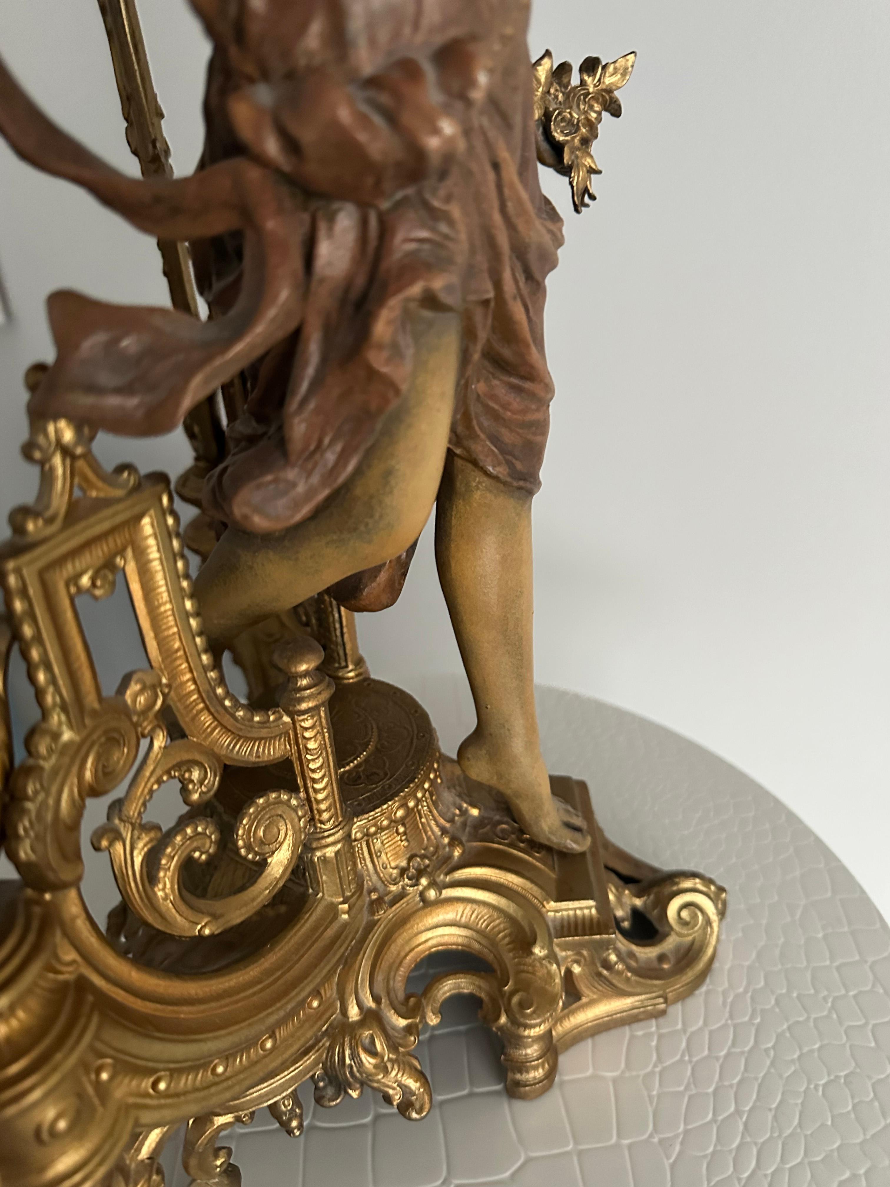 Lámpara de Sobremesa Estilo Barroco Bronce con Pantalla, en Stock en venta 5