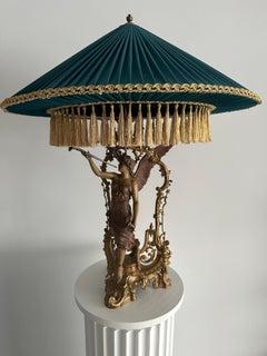 Bronze Barocco Style Table Lamp with Shade, in Stock