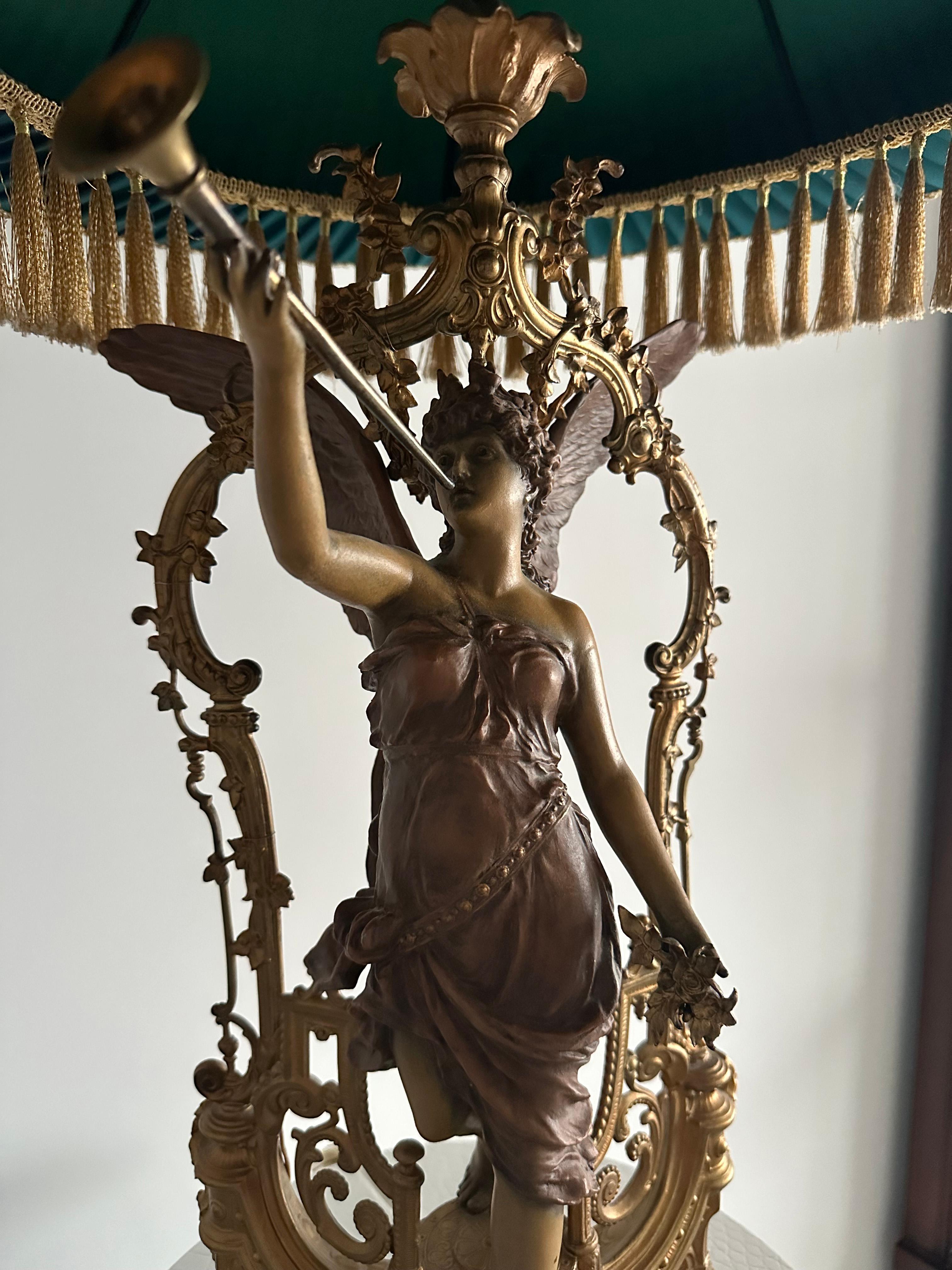 Lámpara de Sobremesa Estilo Barroco Bronce con Pantalla, en Stock Italiano en venta