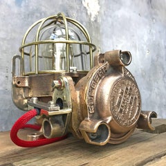 20th Century Bronze / Brass Industrial Flame Proof Ceiling Light / Desk Lamp