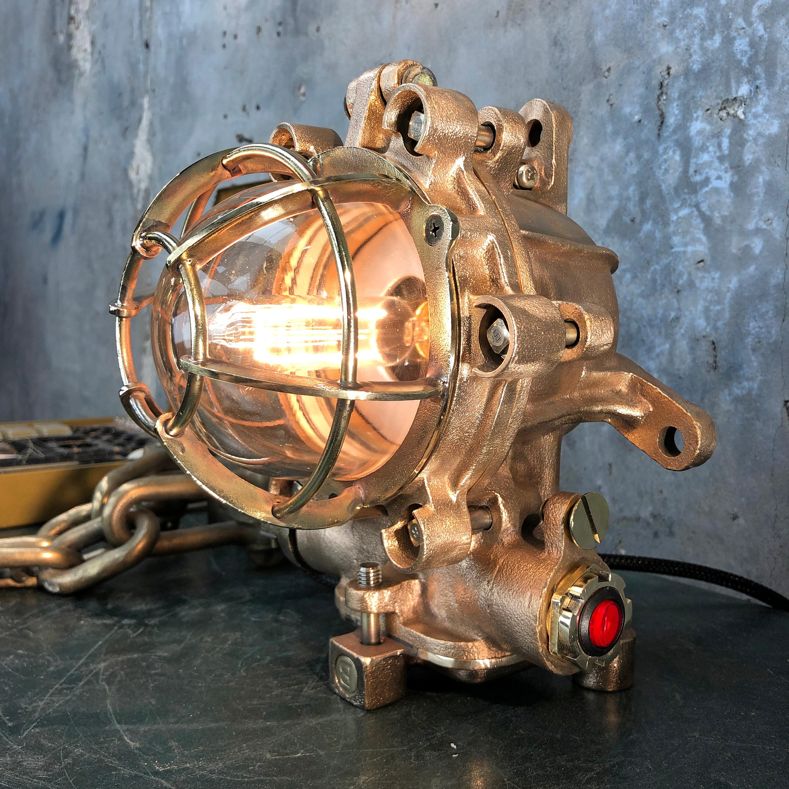 20th Century Bronze / Brass Industrial Flameproof Ceiling Light / Desk Lamp For Sale 6