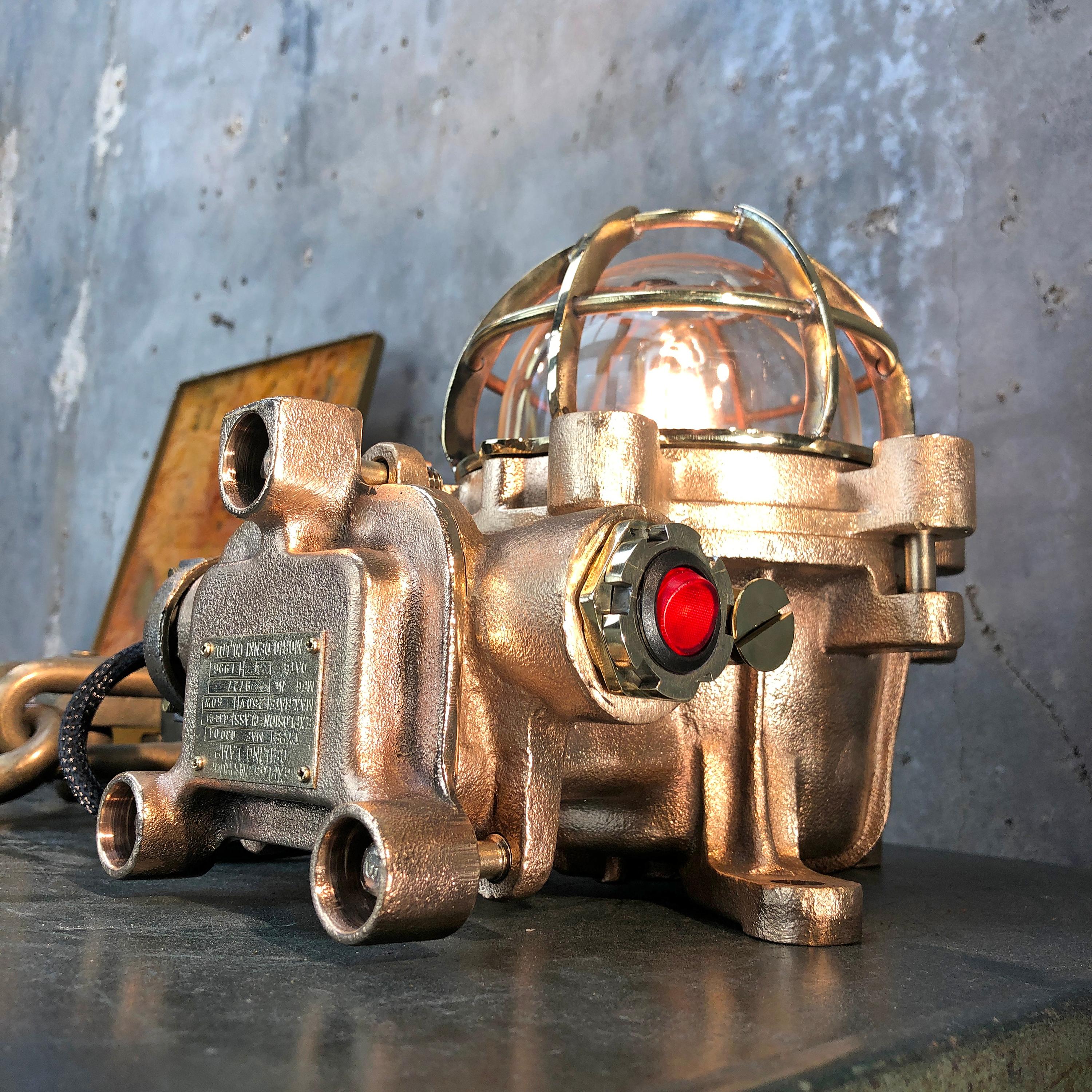 Bronze / Messing Industrielle Flammenfeste Deckenleuchte / Schreibtischlampe des 20. Jahrhunderts im Zustand „Gut“ im Angebot in Leicester, Leicestershire