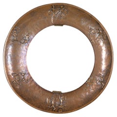 20thc Bronze Mirror with Figures in Relief by by Angelo Bragalini, C.1970