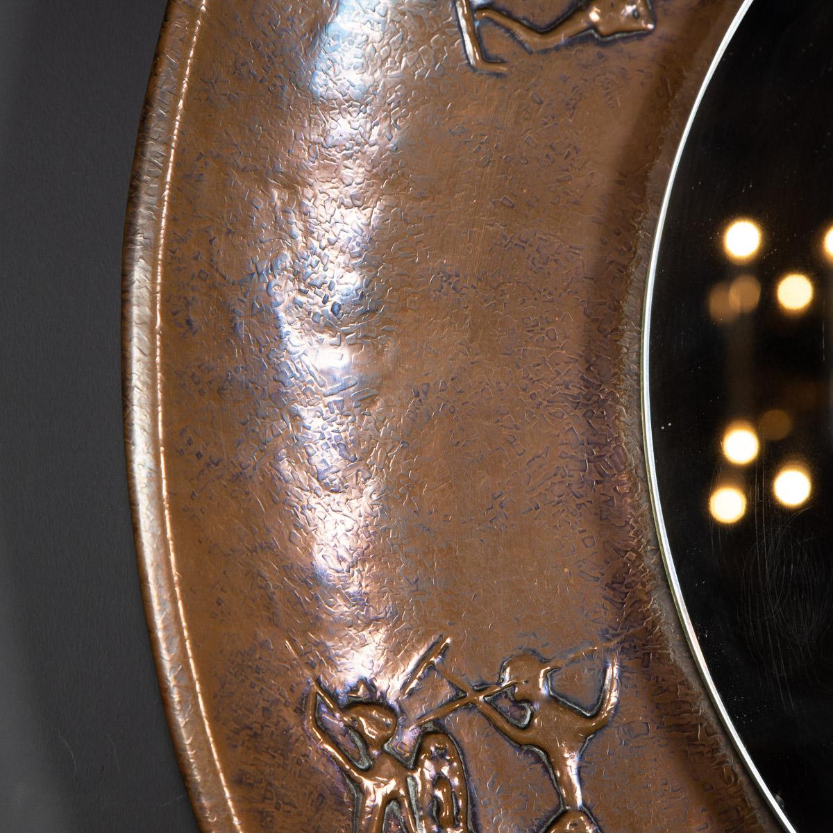 British 20thc Bronze Mirror with Figures in Relief by by Angelo Bragalini, C.1970 For Sale