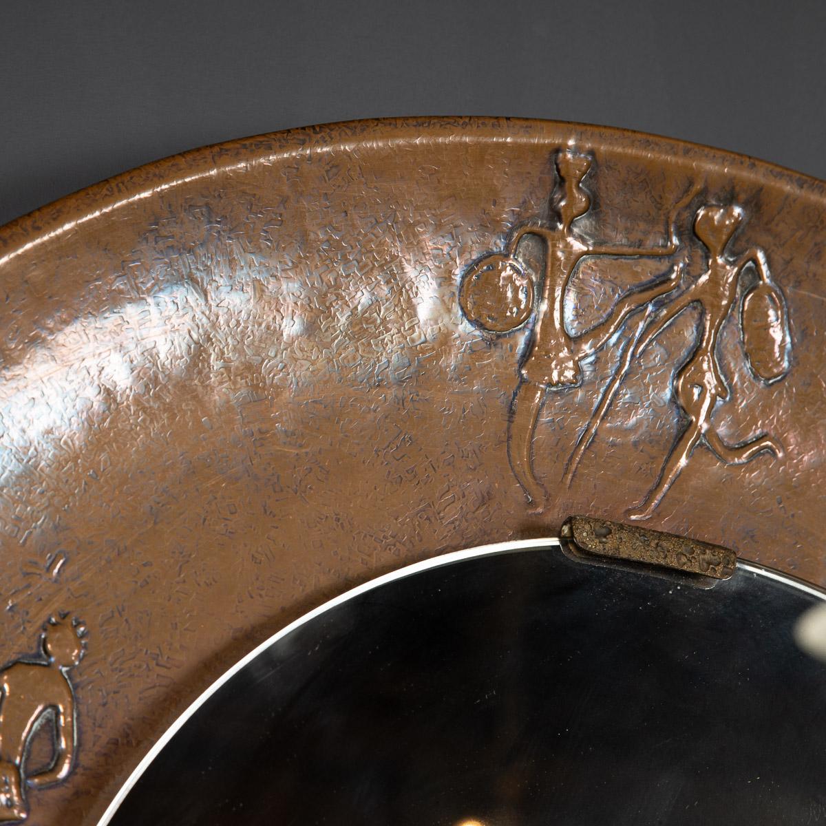 20th Century 20thc Bronze Mirror with Figures in Relief by by Angelo Bragalini, C.1970 For Sale