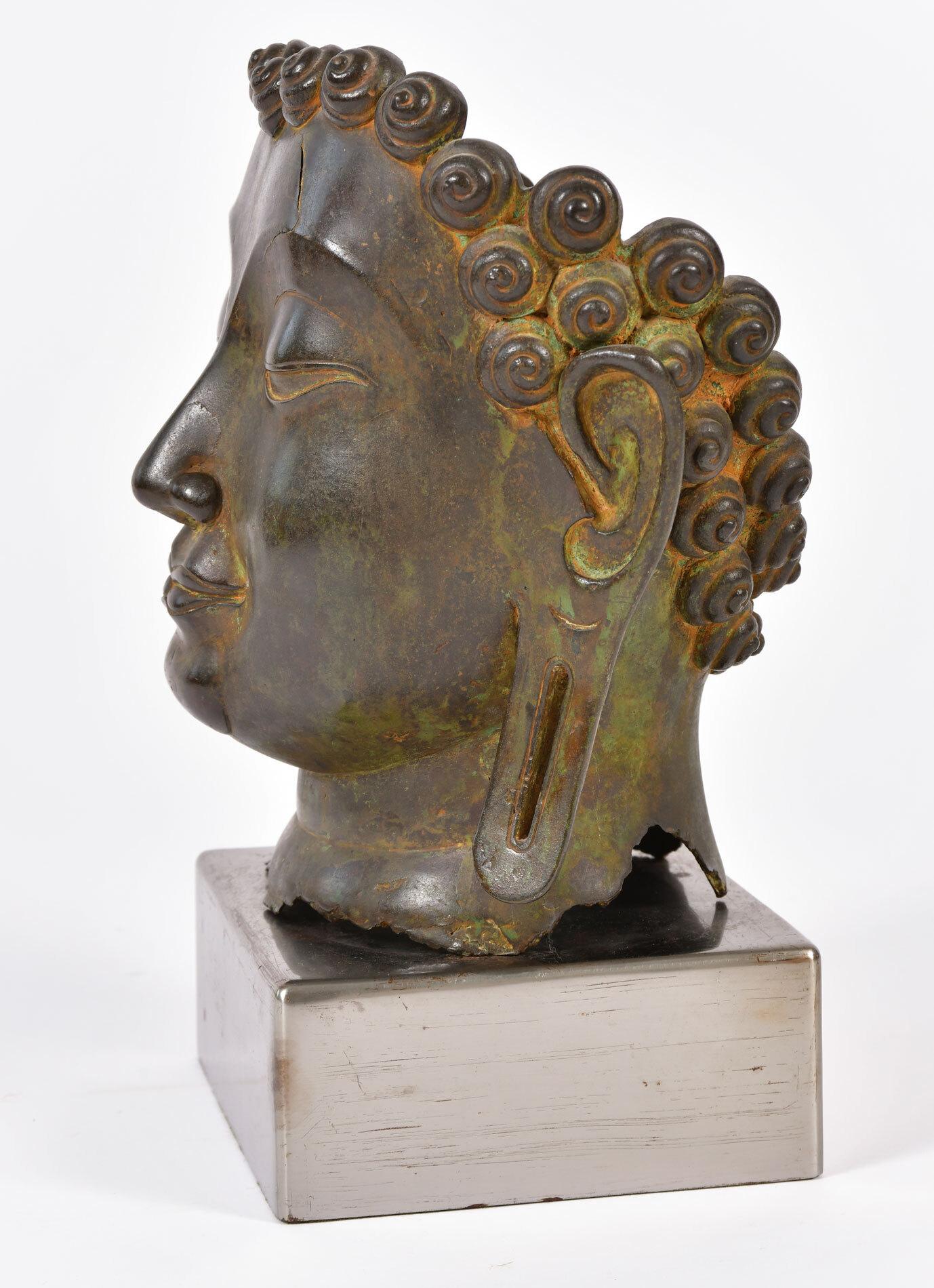 20th Century Bronze Buddha Head In Good Condition In London, GB