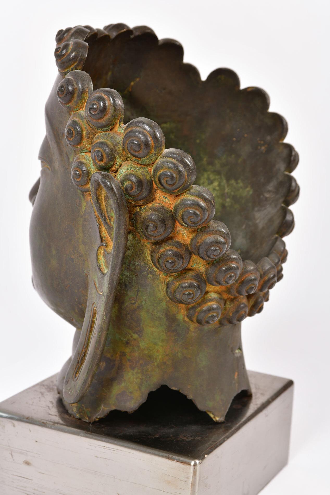 20th Century Bronze Buddha Head 2