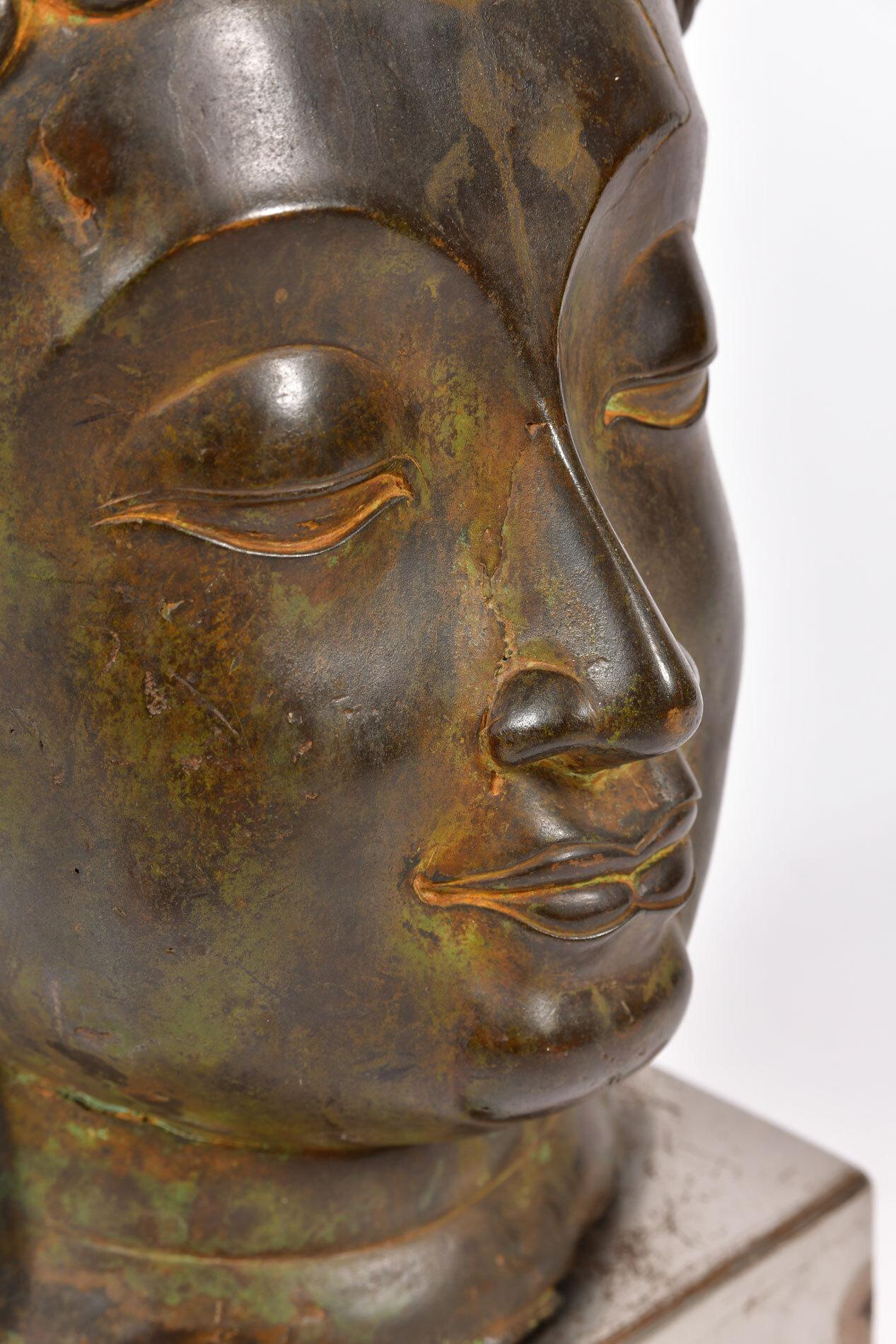 20th Century Bronze Buddha Head 3