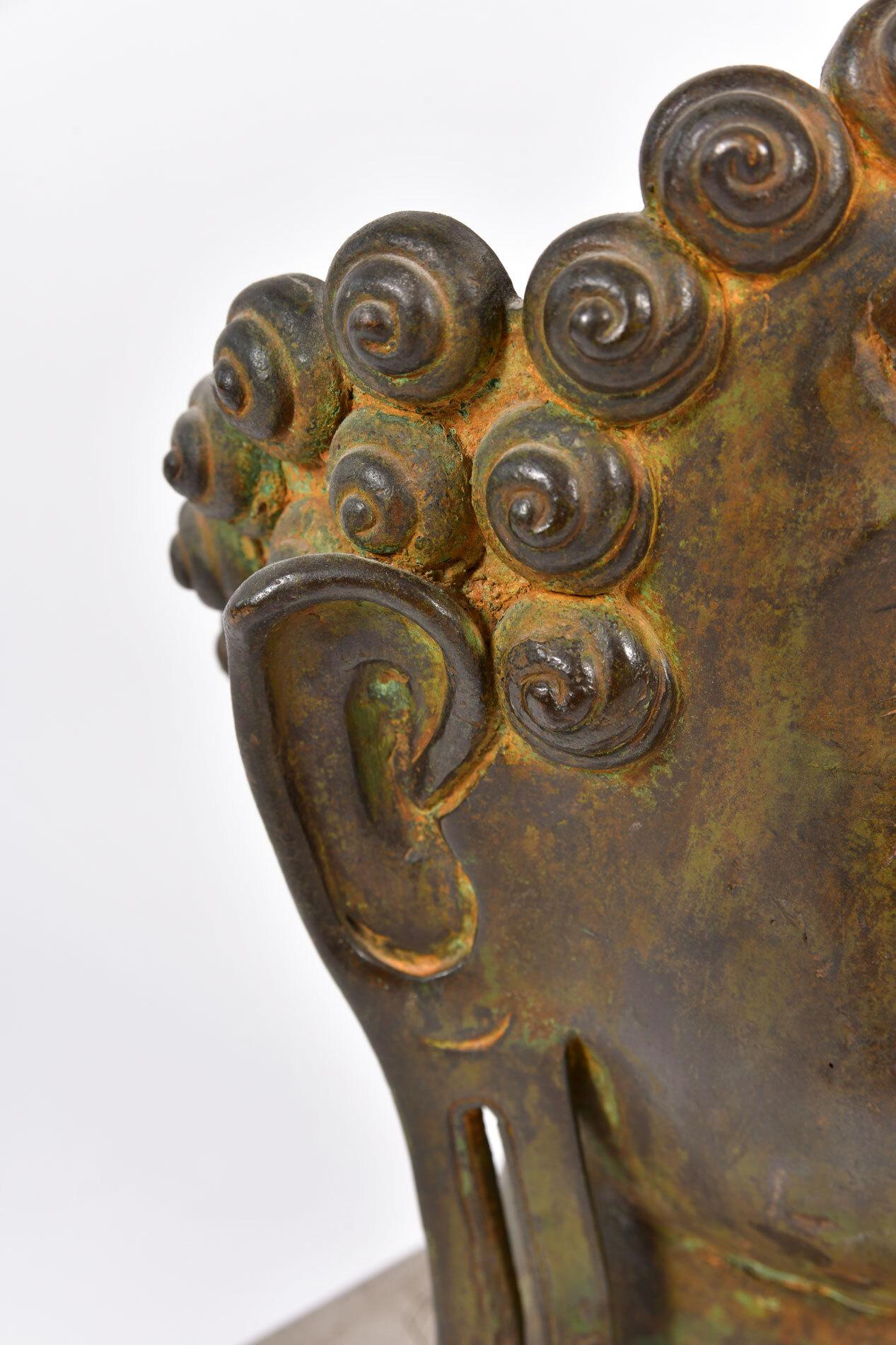 20th Century Bronze Buddha Head 4