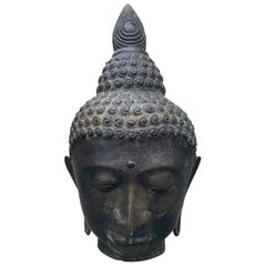 20th Century Bronze Buddha Head