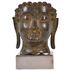 20th Century Bronze Buddha Head