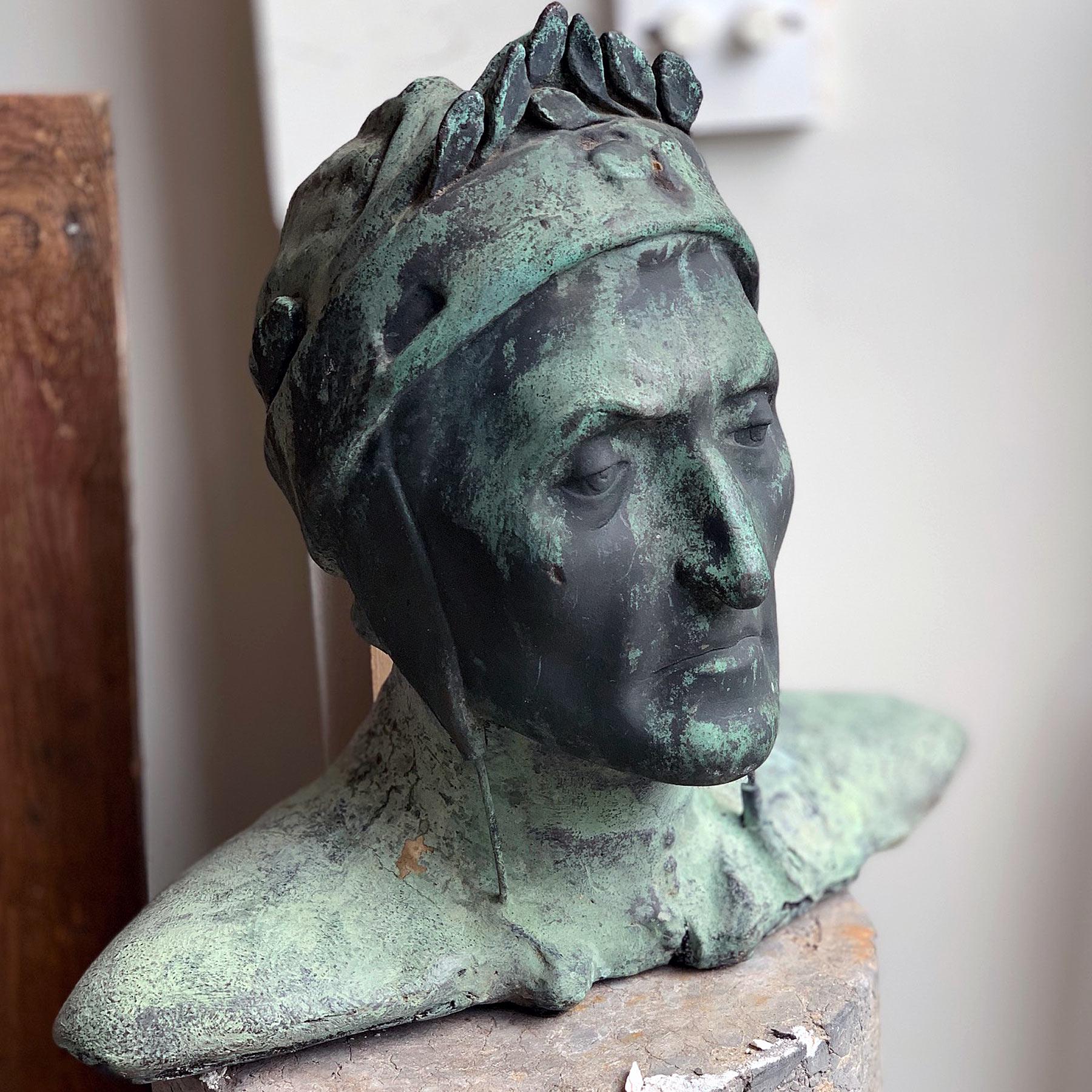 European 20th Century Bronze Bust of Dante For Sale