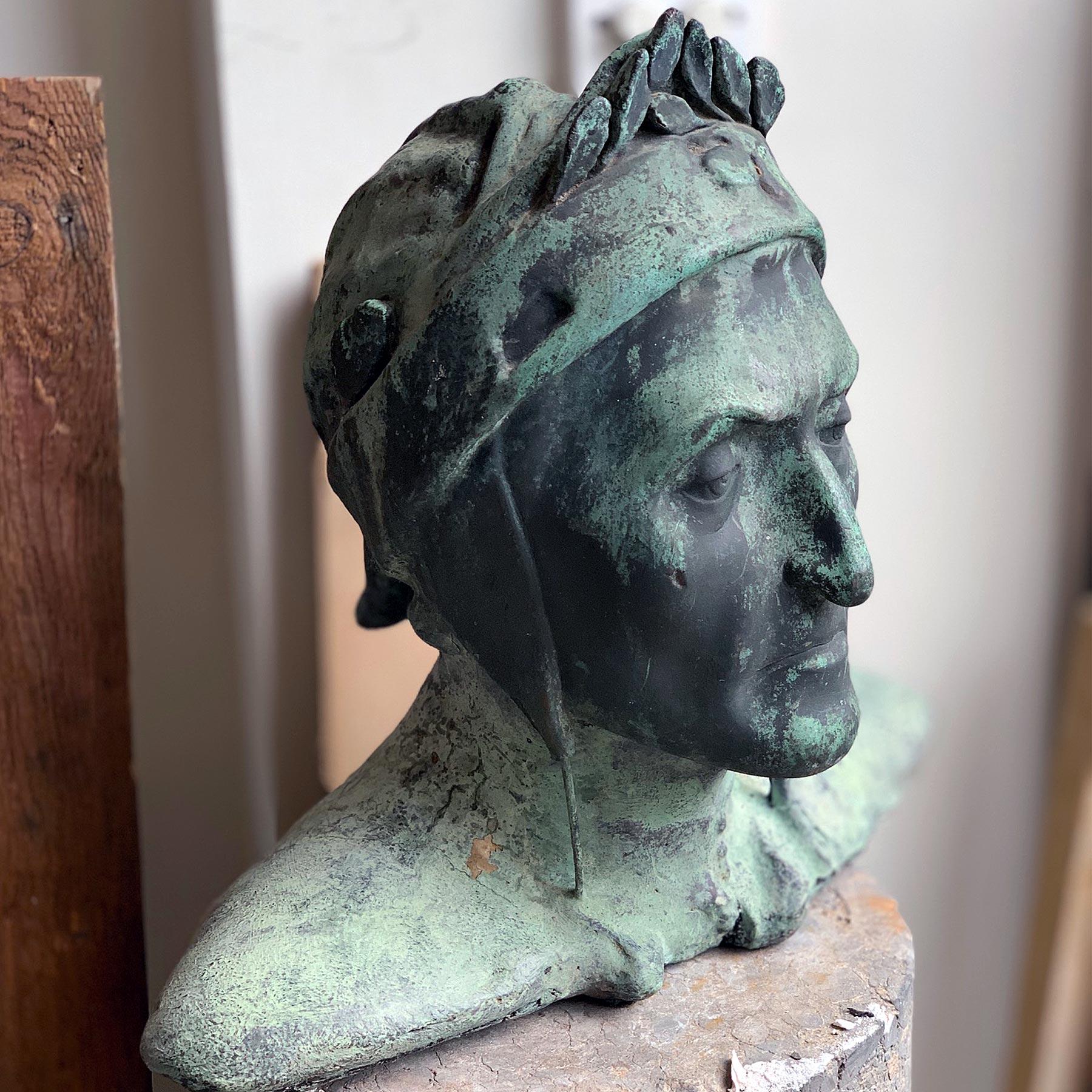20th Century Bronze Bust of Dante In Good Condition For Sale In Bagshot, GB