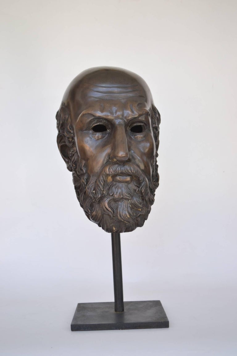 20th Century Bronze Busts Portraying Classical Philosopher Socrates at
