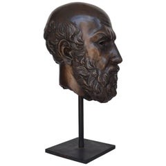 20th Century Bronze Busts Portraying Classical Philosopher Socrates