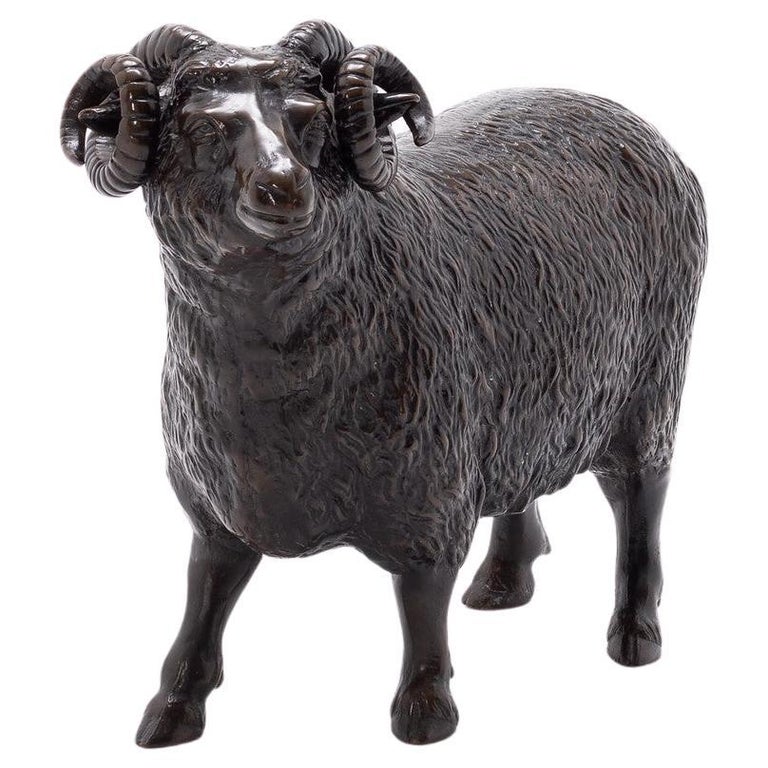 20th Century Bronze Exmoor Horn Sheep, Near Life Size For Sale at 1stDibs