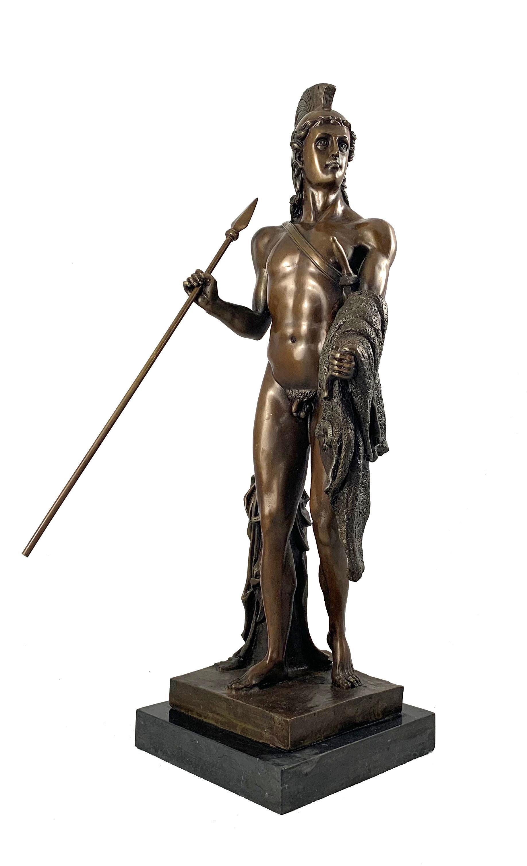 French 20th Century Bronze Figure of a Classical Greek Warrior For Sale