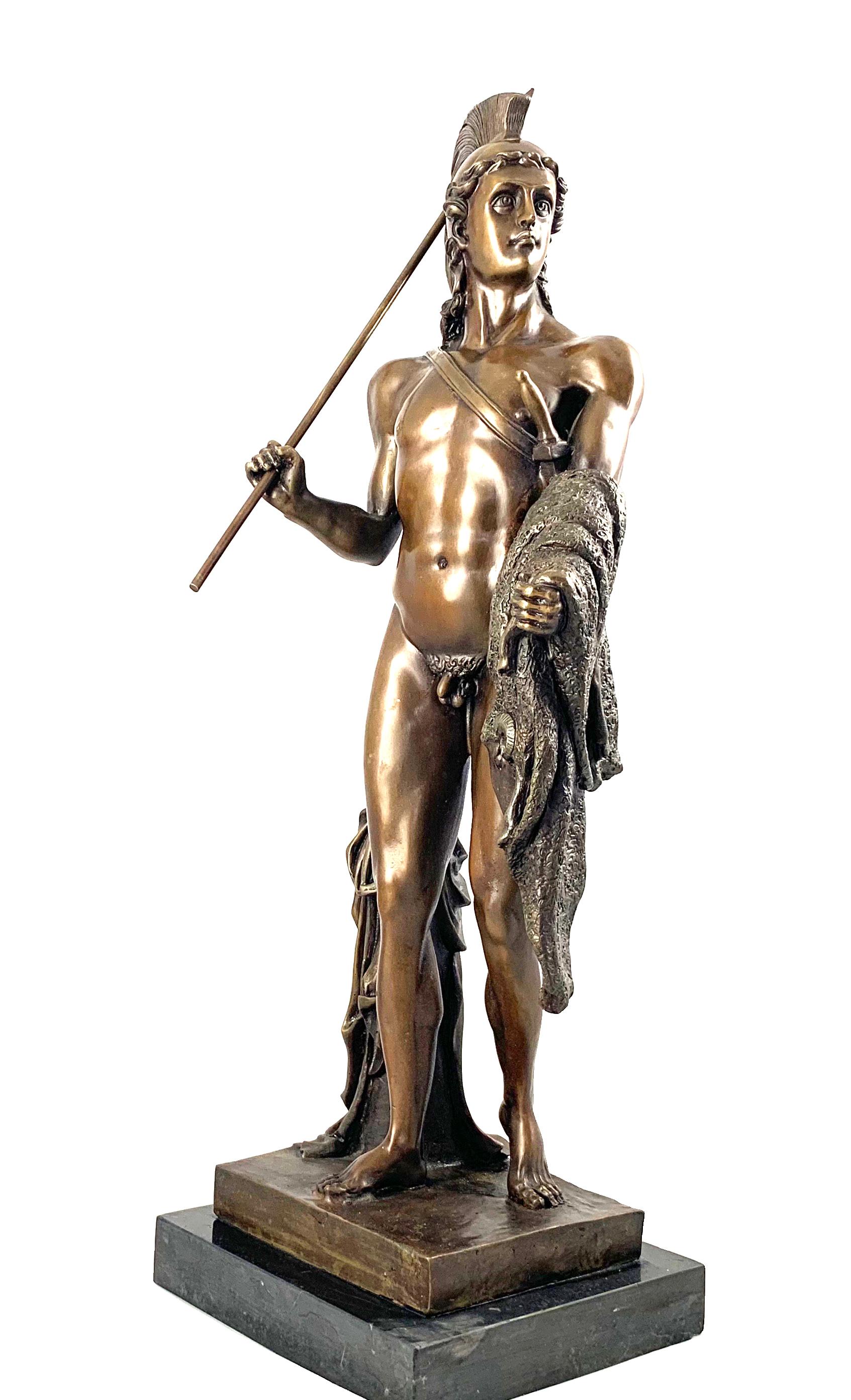 20th Century Bronze Figure of a Classical Greek Warrior In Good Condition For Sale In London, GB