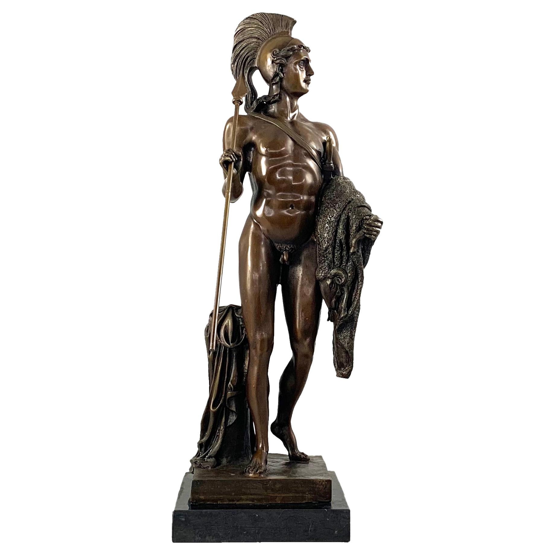 20th Century Bronze Figure of a Classical Greek Warrior For Sale