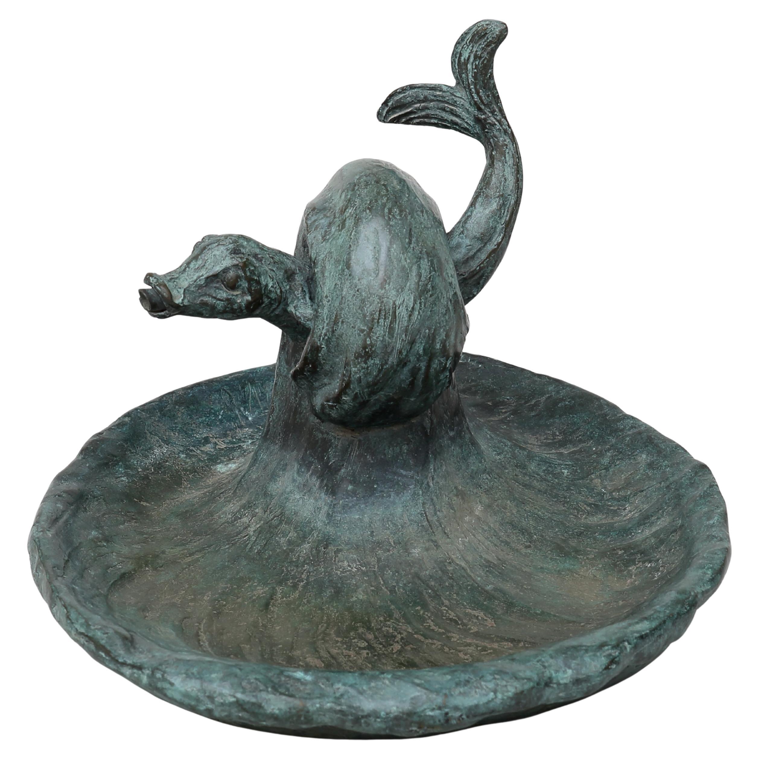 20th century bronze fountain with fish