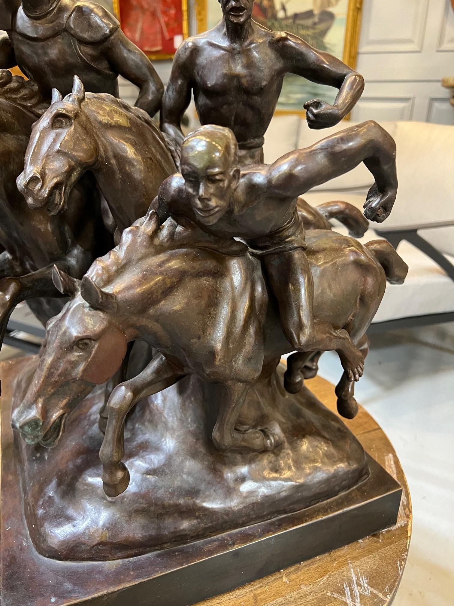 20th Century Bronze Four Horsemen By Charlotte Dunwiddie, Signed Dunwiddie 1980  For Sale 11