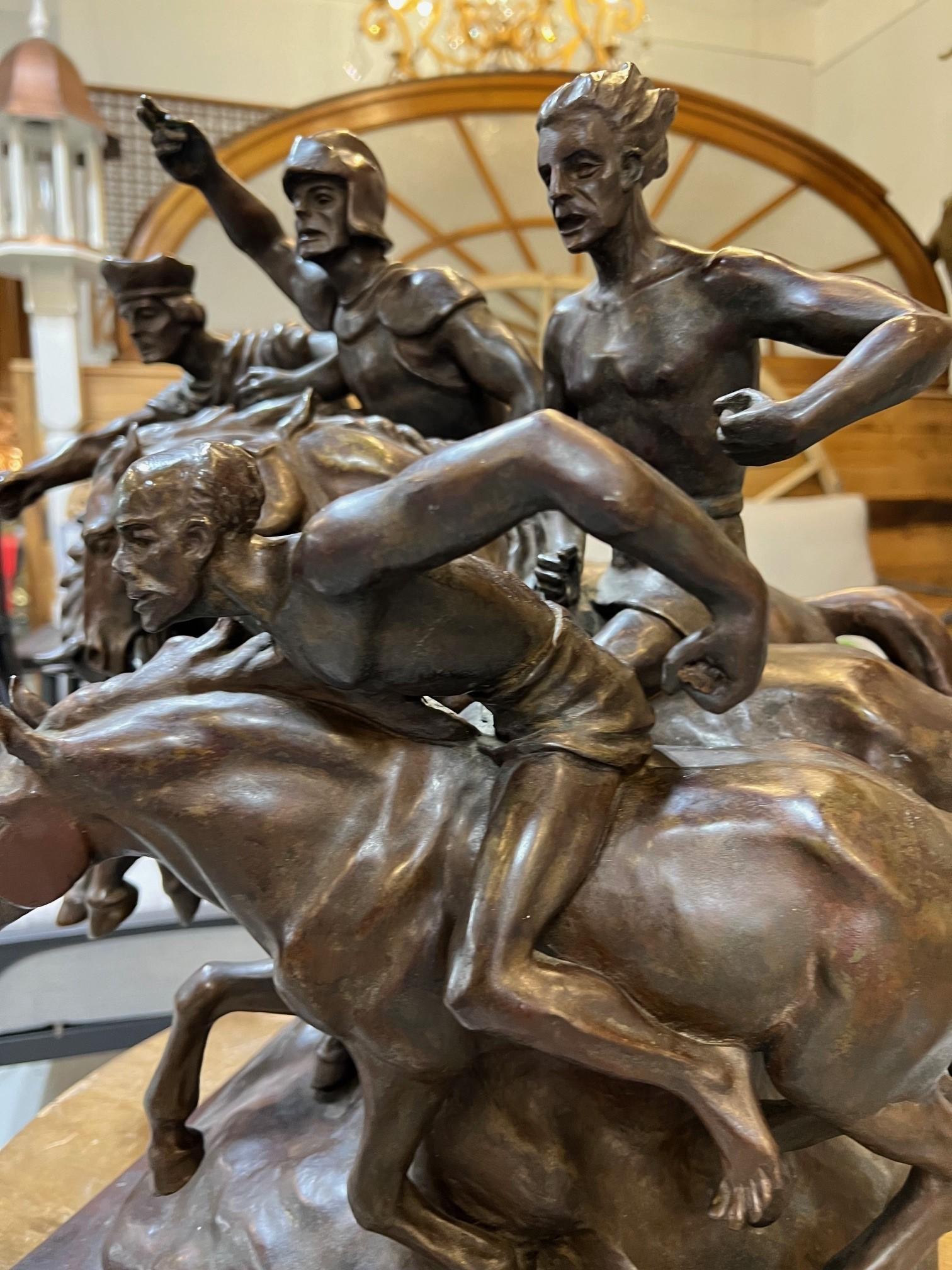 20th Century Bronze Four Horsemen By Charlotte Dunwiddie, Signed Dunwiddie 1980  For Sale 16