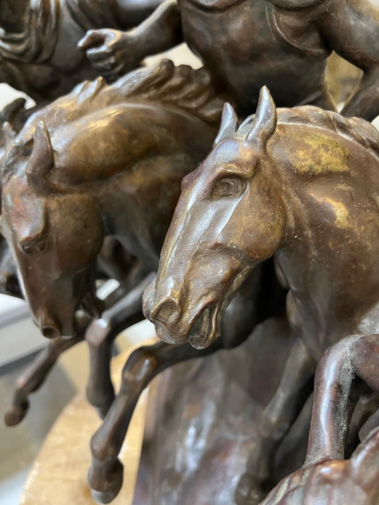 20th Century Bronze Four Horsemen By Charlotte Dunwiddie, Signed Dunwiddie 1980  For Sale 17