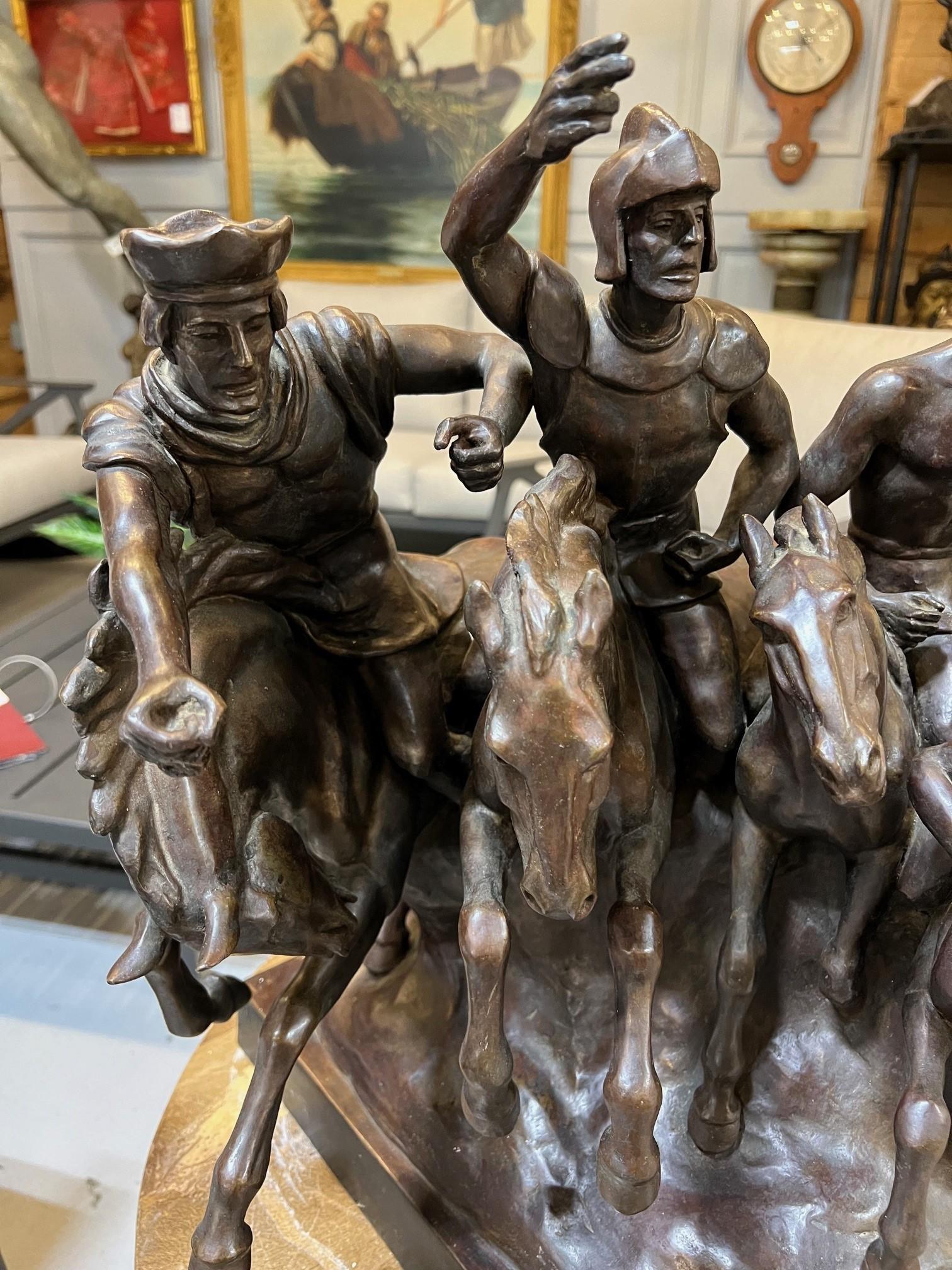 20th Century Bronze Four Horsemen By Charlotte Dunwiddie, Signed Dunwiddie 1980  In Good Condition For Sale In Stamford, CT
