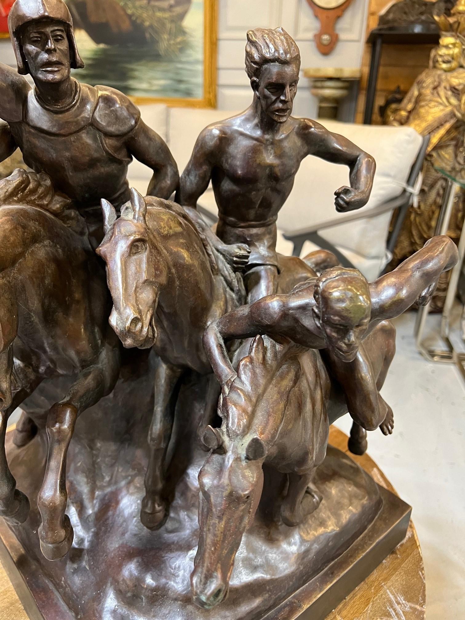 20th Century Bronze Four Horsemen By Charlotte Dunwiddie, Signed Dunwiddie 1980  For Sale 1