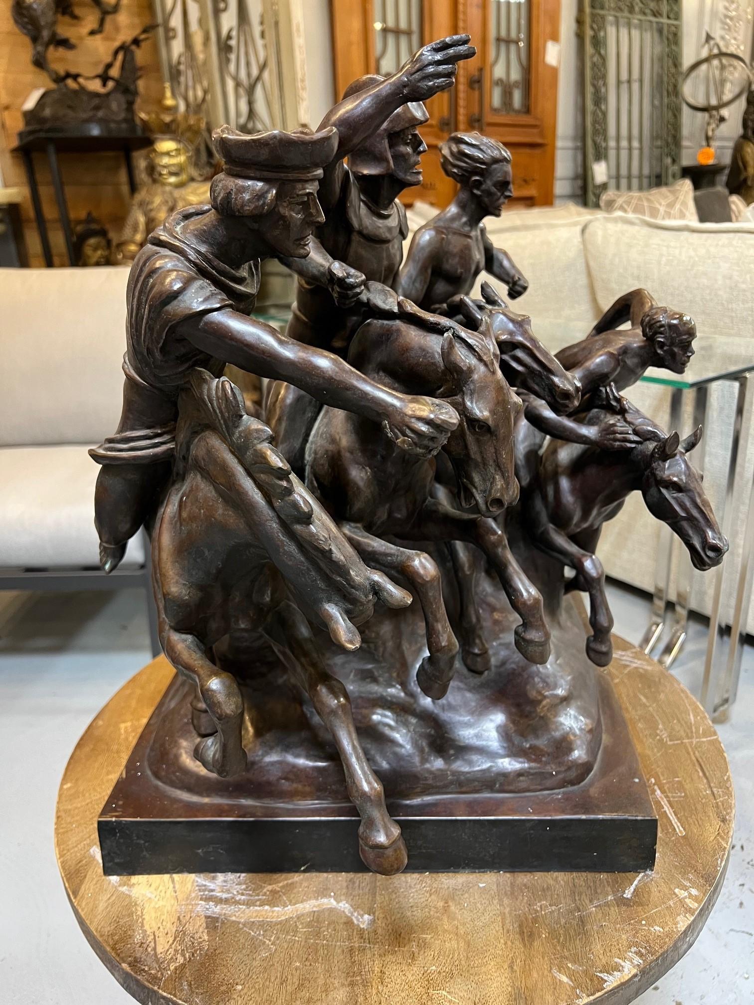 20th Century Bronze Four Horsemen By Charlotte Dunwiddie, Signed Dunwiddie 1980  For Sale 3
