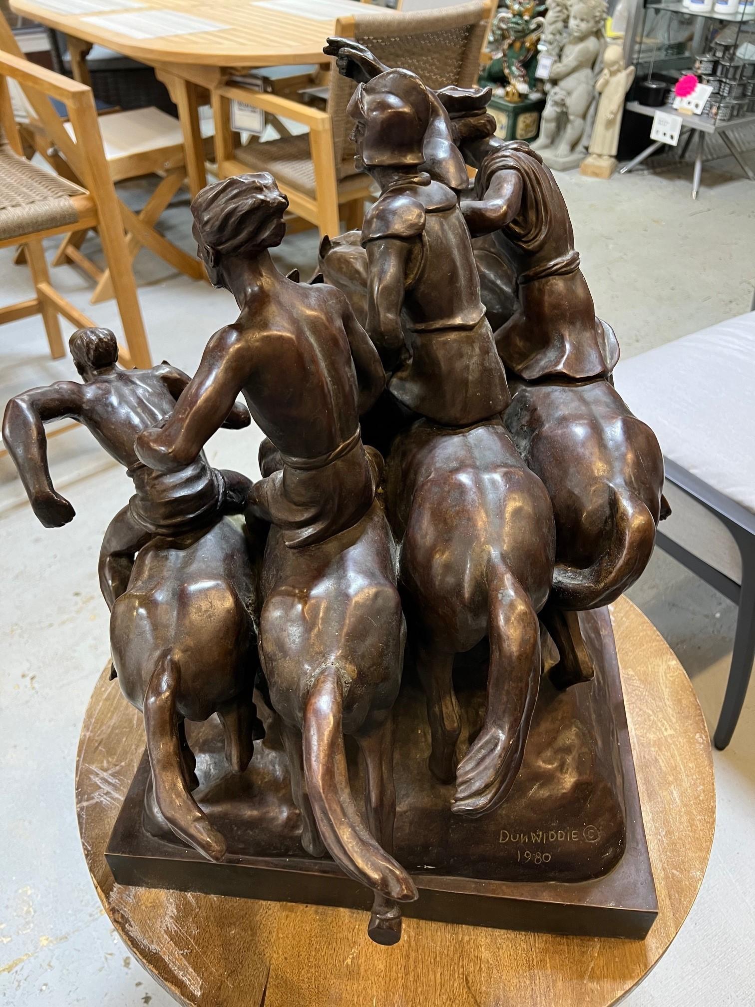 Quattro cavalieri in bronzo del XX secolo di Charlotte Dunwiddie, firmato Dunwiddie 1980 in vendita 4