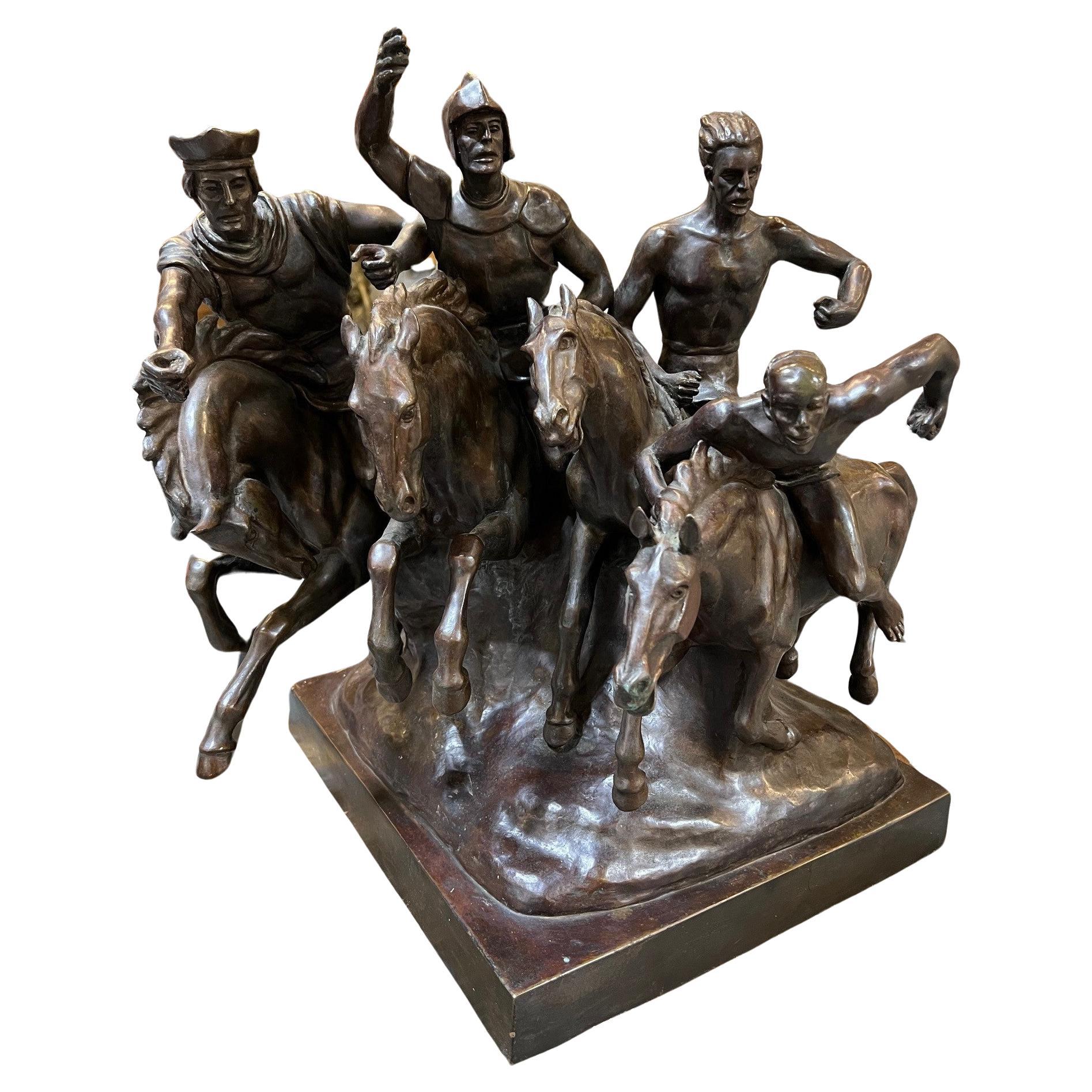 20th Century Bronze Four Horsemen By Charlotte Dunwiddie, Signed Dunwiddie 1980 