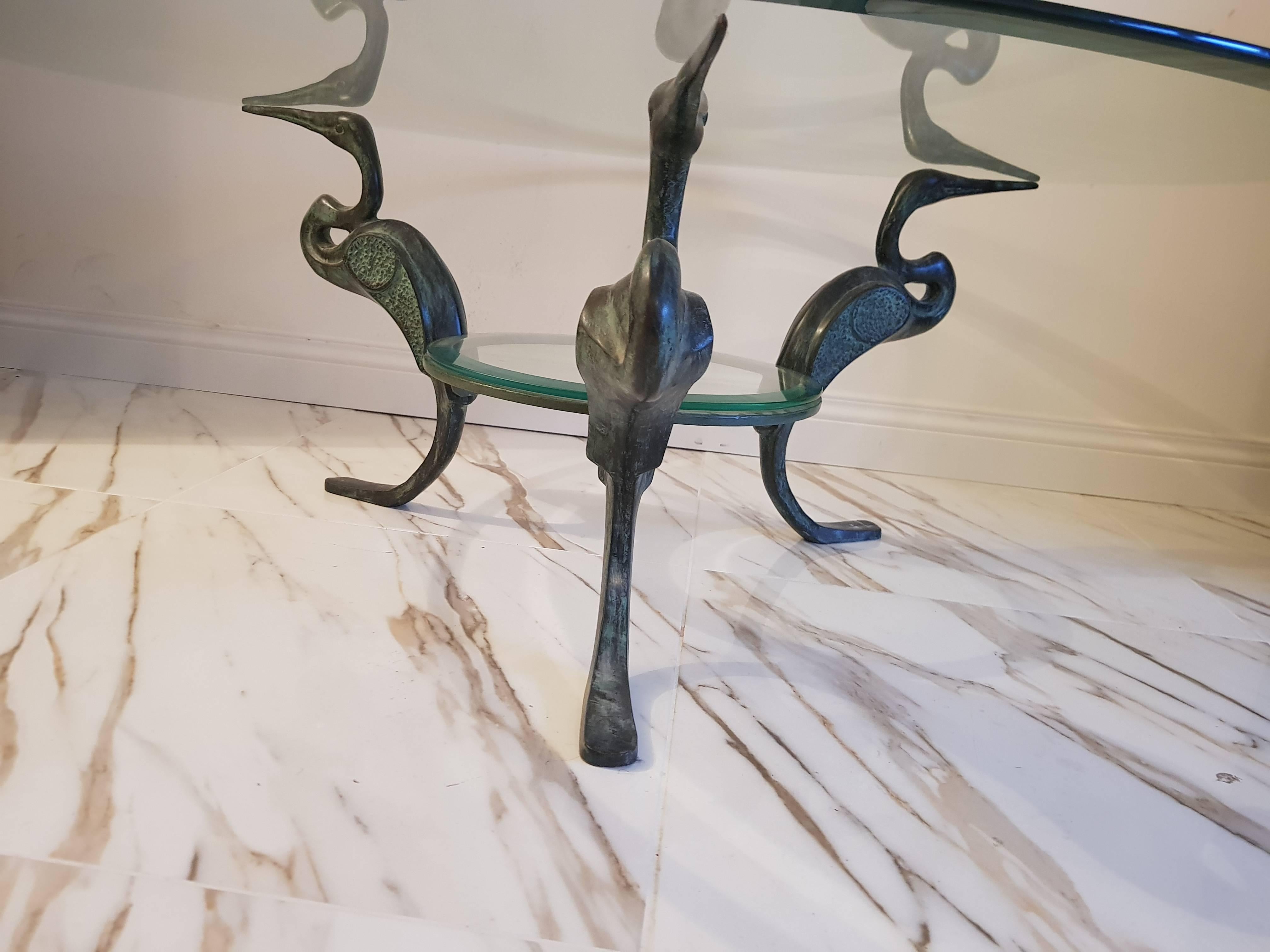 Hollywood Regency Mid Century Bronze Heron Table For Sale 1
