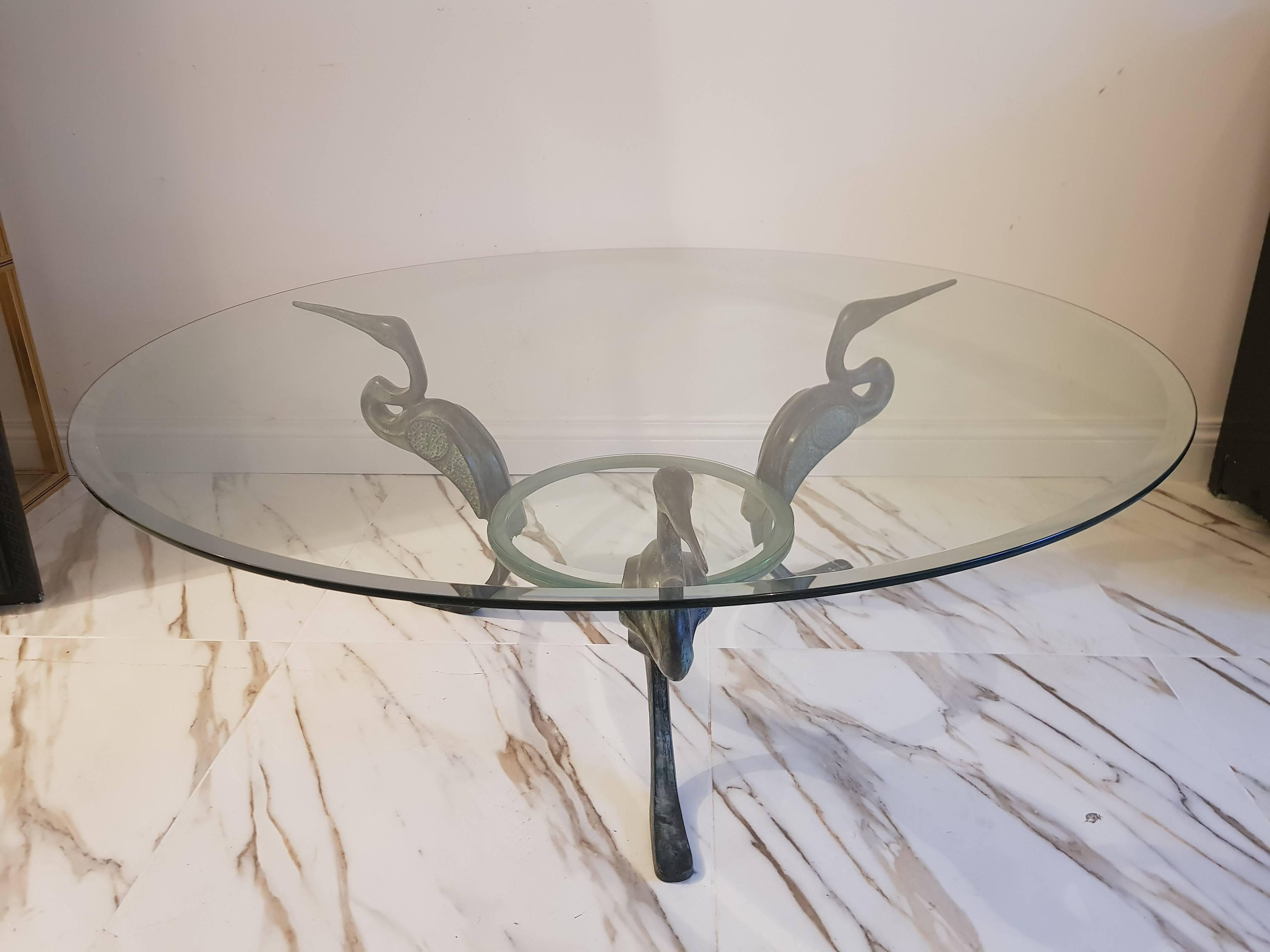 Hollywood Regency Mid Century Bronze Heron Table For Sale 2