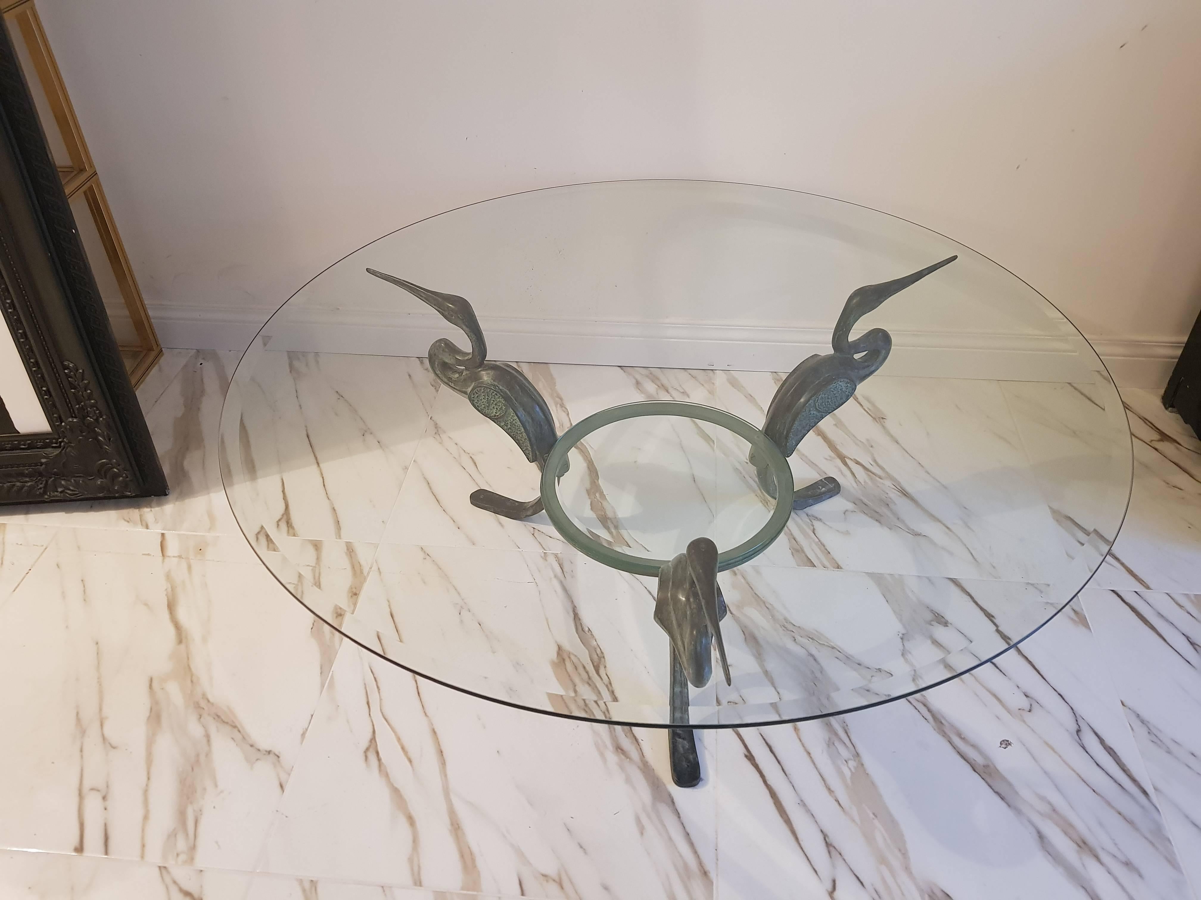 Hollywood Regency Mid Century Bronze Heron Table For Sale 3