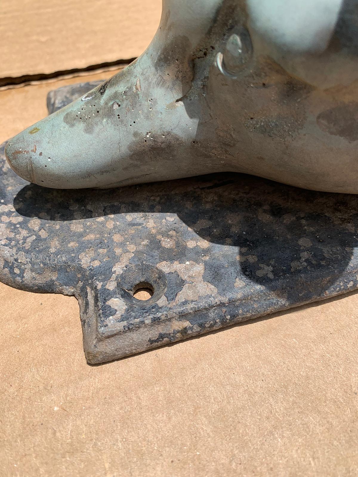 20th Century Bronze and Iron Equestrian Boot Scrape with Two Fox Heads For Sale 6