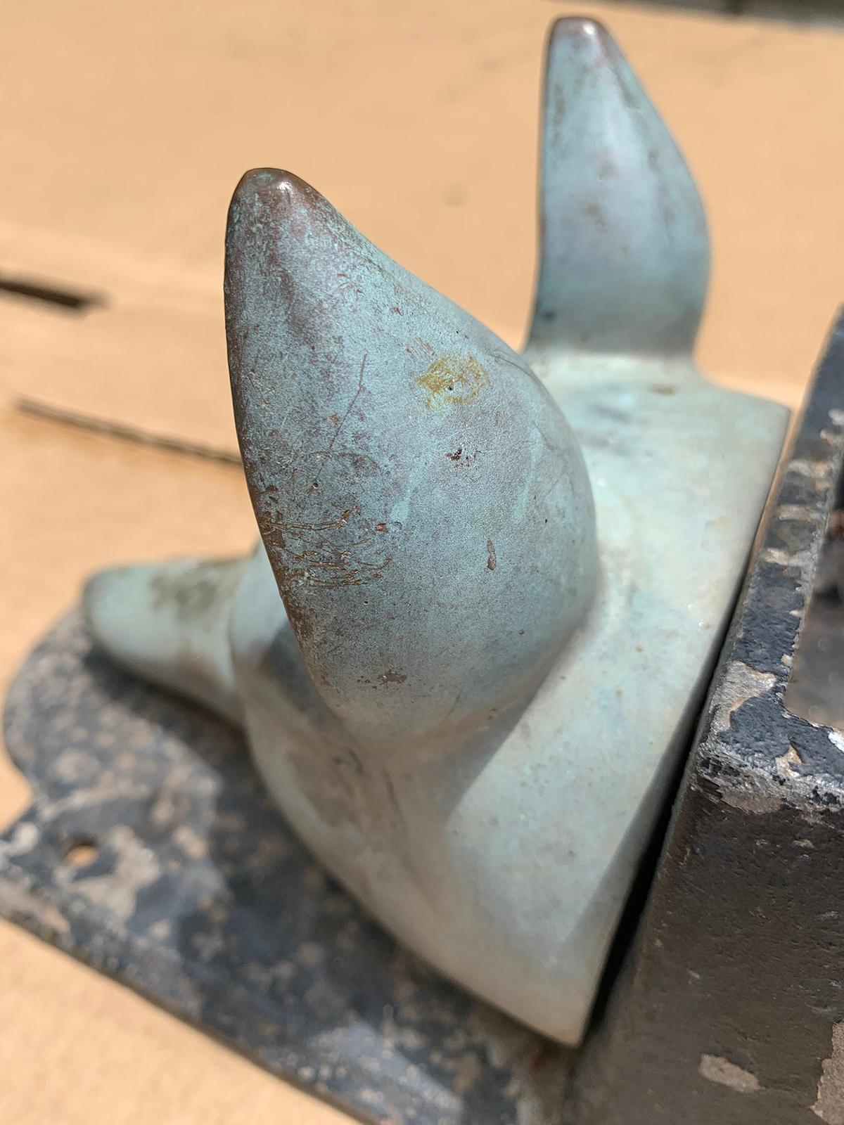 20th Century Bronze and Iron Equestrian Boot Scrape with Two Fox Heads For Sale 3